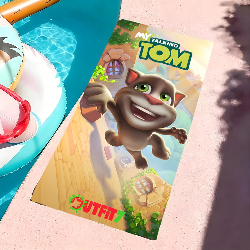 Asciugamano T-Talking Tom & Friends in Microfibra, Asciugatura Rapida, Senza Sabbia, Fibra Ultrafine, Super Morbido.