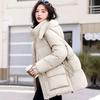 Waist hooded cotton clothes women's new medium and long loose thickened warm student winter coat tide