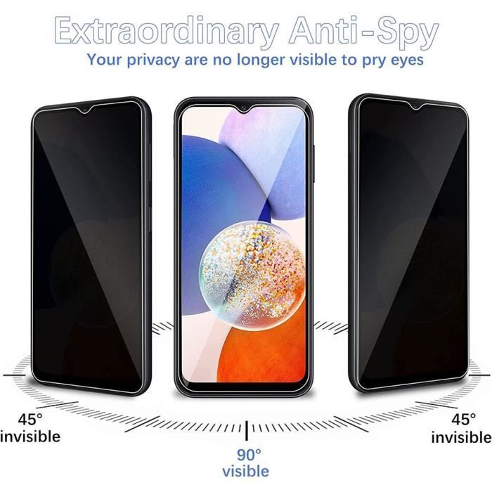 Film de protection - BOOLING - Compatible Samsung Galaxy A14 4G-5G - Verre trempé 9H - Anti-espion - Lot de 3