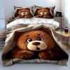 Plüsch-Teddybär unter weicher Decke Bedrucktes Bettwäsche-Set 1 Bettbezug + 2 Kissenbezüge verschiedene Größen Schlafzimmer Bettwäsche Dekor