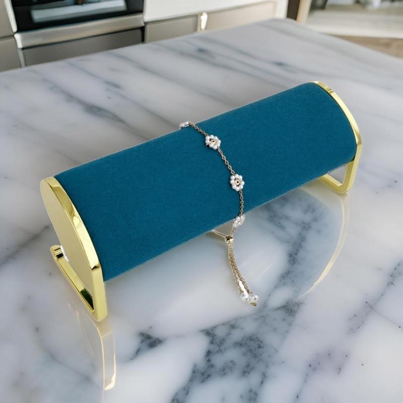 Elegant Bracelet Jewelry Display Stand Delicate Long Plush Jewelry Display for Watches and Bangles with Metal Support