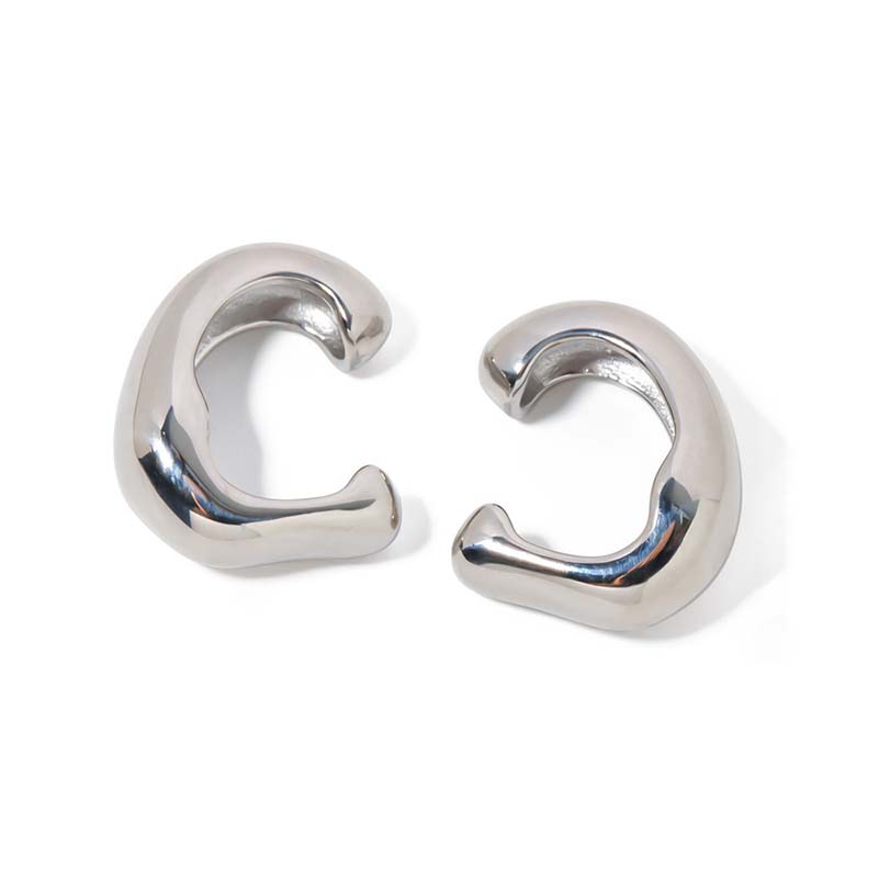 Vintage Gold Color C-Shaped Ear Clip For Women Punk Hip Hop Metal Round Geometric No Piercing Ear Cuff Jewelry Party Gift