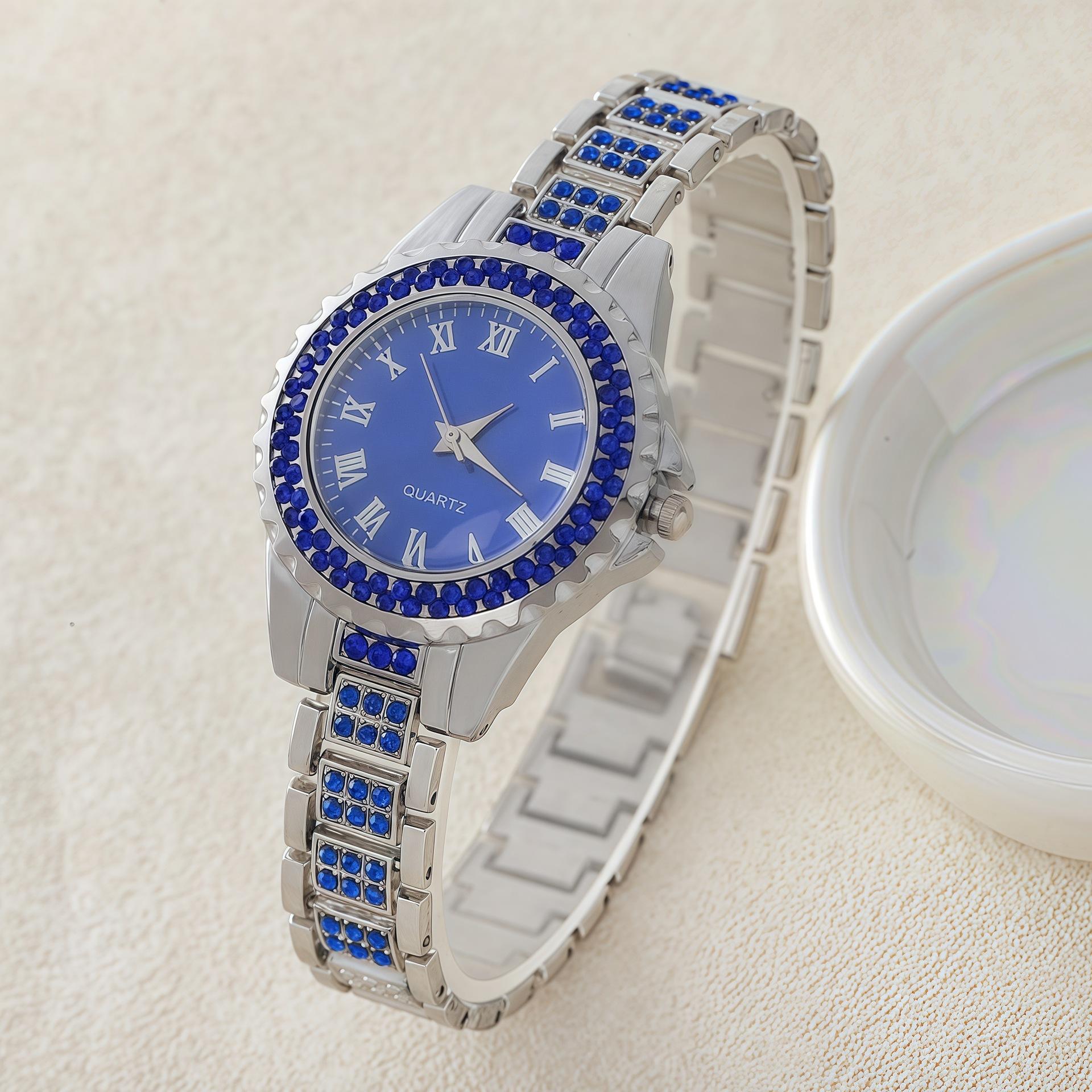 Color Diamond Women S Watch Fashion Cornucopia Round Half Diamond Chain Quartz Watch Full Diamond Women S Watch
