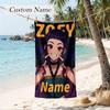 Zoey Custom Name Printed Beach Towel Personalized Soft Towel For Swimming Beach Travel