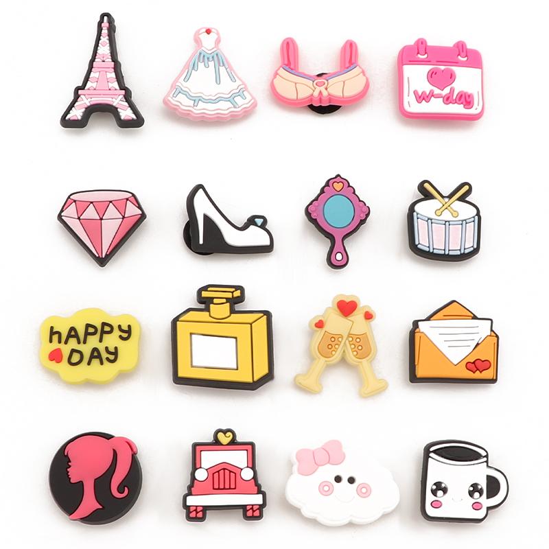 Pink Wedding for Shoe Charm Girl Pins Women Garden Sandals Buckle PVC Shoes Accessories Kids Decoration Badge X-mas Gifts 1Pcs