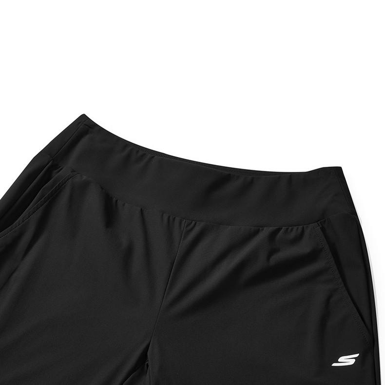 Skechers Performance Solid Color Elastic Waistband Tapered Knit Sports Pants Women pants Carbon-Black P323W007-0018