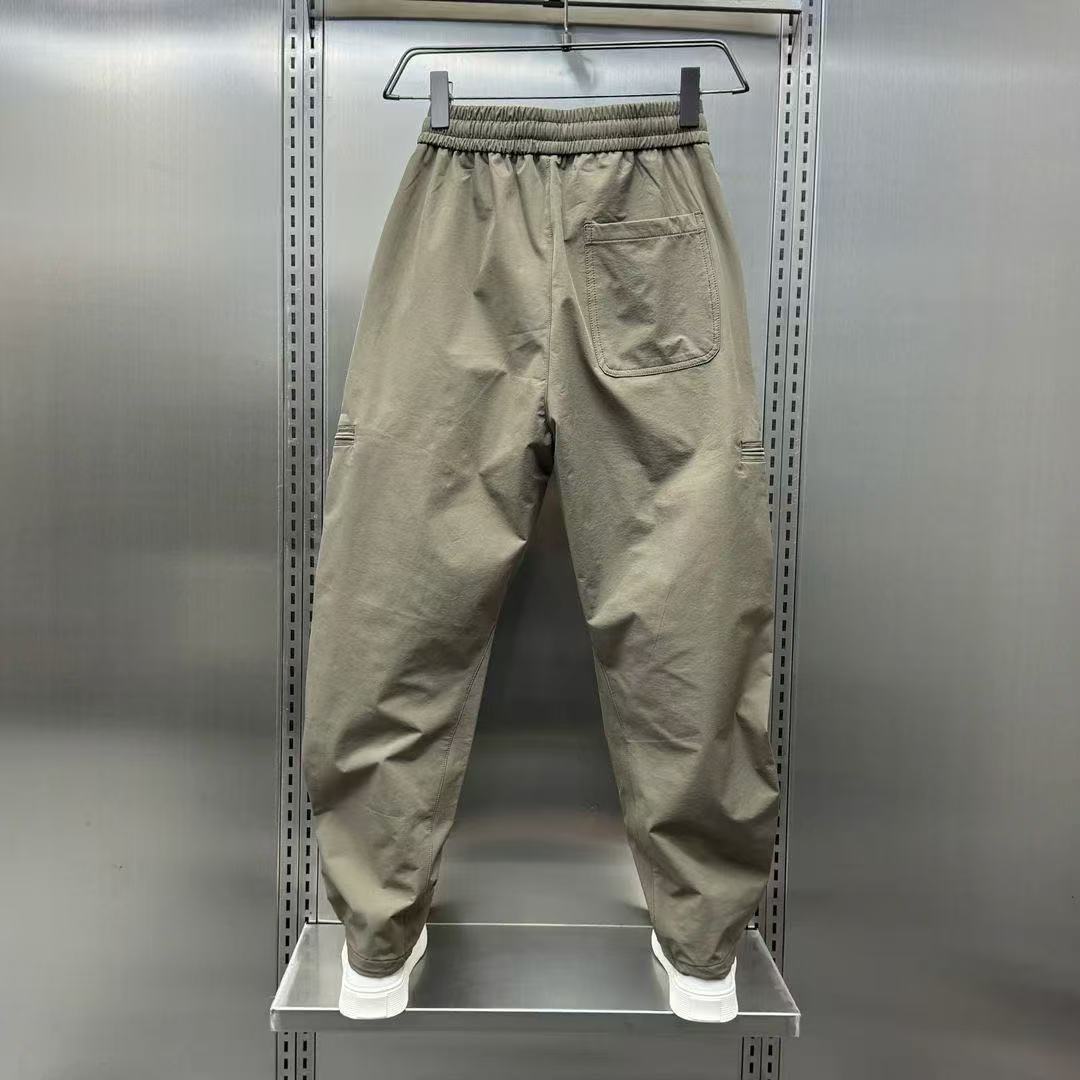 

American Style Men s Loose Straight Casual Pants Pure Color Knife Edge Workwear Trousers Loose Fit Long Trousers Man Cloth M хаки