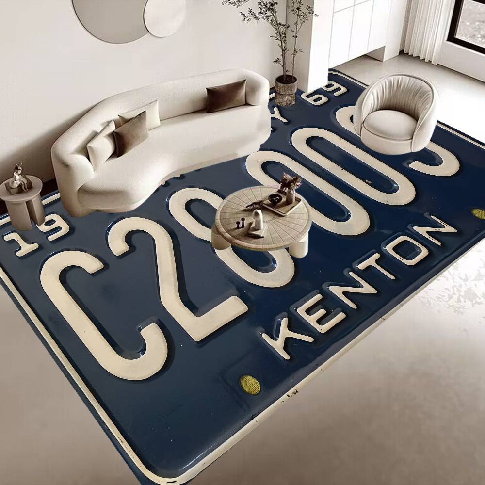 Retro Funny License Plate Number Car Floor Mat Cheaper Anti-slip Modern Living Room Balcony Printed Bedside Mats