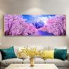 5D DIY Diamond Painting Kit Cherry Blossoms Landscape Cross Stitch Mountain Scenery Living Room Wall Art Painting Home Decor