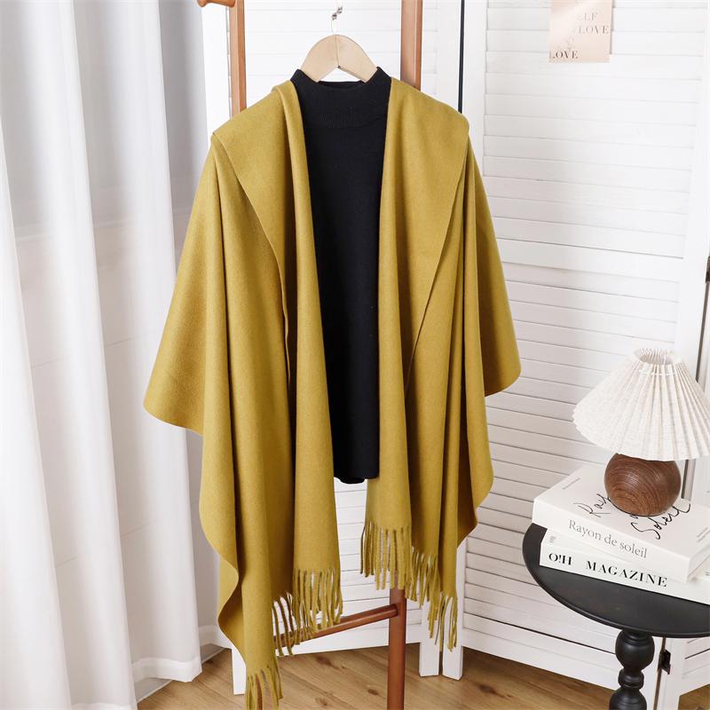 Winter Poncho Women Scarf Long Warm Cashmere Scarves Hijab Solid Lady Shawl Wrap Female Pashmina Bandana Head Scarfs NEW