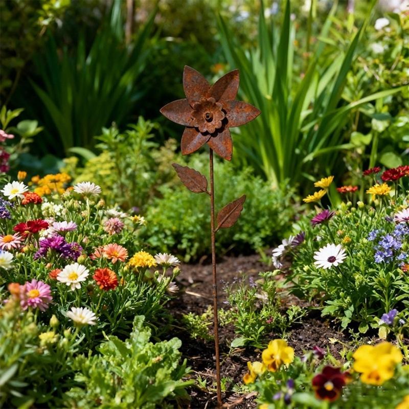Metal Flowers for Outside Decorative Garden Stakes Flower Bed Decoration Plant Stakes Metal Art Outside Yard Art Outdoor