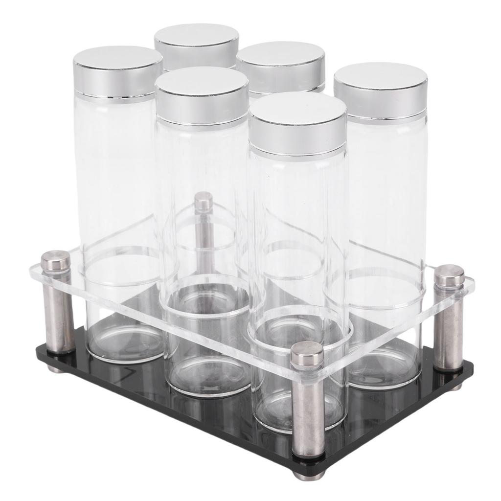 6PCS Coffee Beans Storage Tubes High Borosilicate Glass Coffee Bean Cellars with Display Stand for