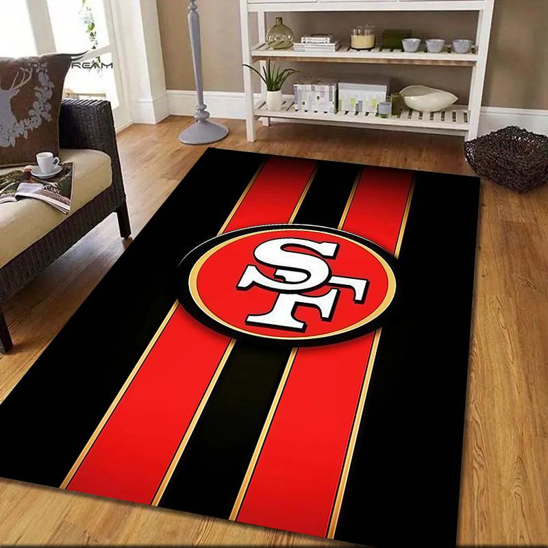 San Francisco 49ers Flanellmuster Quadratischer Teppich, Läufer, Teppich für Wohnzimmer Schlafzimmer Sofa Spielzimmer Dekor, Rutschfeste Fußmatte