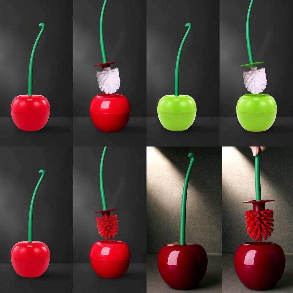 Efficient Cherry Toilet Brush Set Soft Bristles For Easy Cleaning Plastic Cleaning Brush For Toilets And Bathrooms