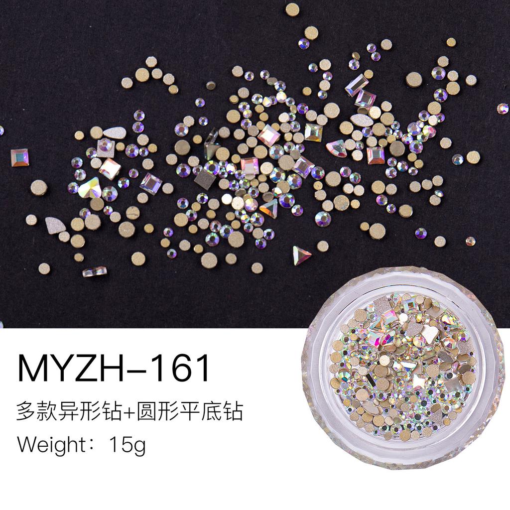 Mini Small Nail Art Mixed Warm Elf Aurora Flat Bottom Special-Shaped Diamond Diy Round Box