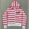 Sudadera con capucha de personalidad callejera europea y americana con estampado retro a bloques de color a rayas y cremallera de manga larga