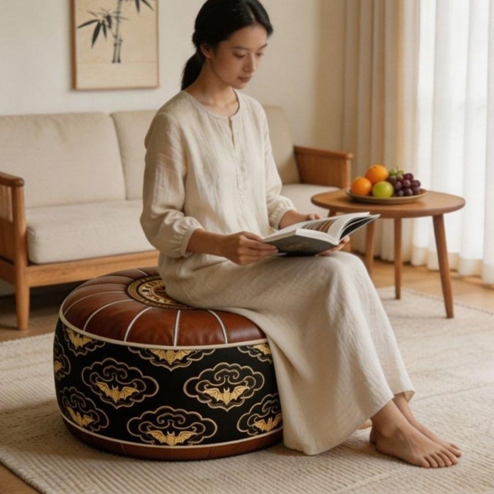 PU-Leder Boho-Stil Sitzkissenbezug Füllbares Design Aufbewahrung Beinbank Schlafzimmer
