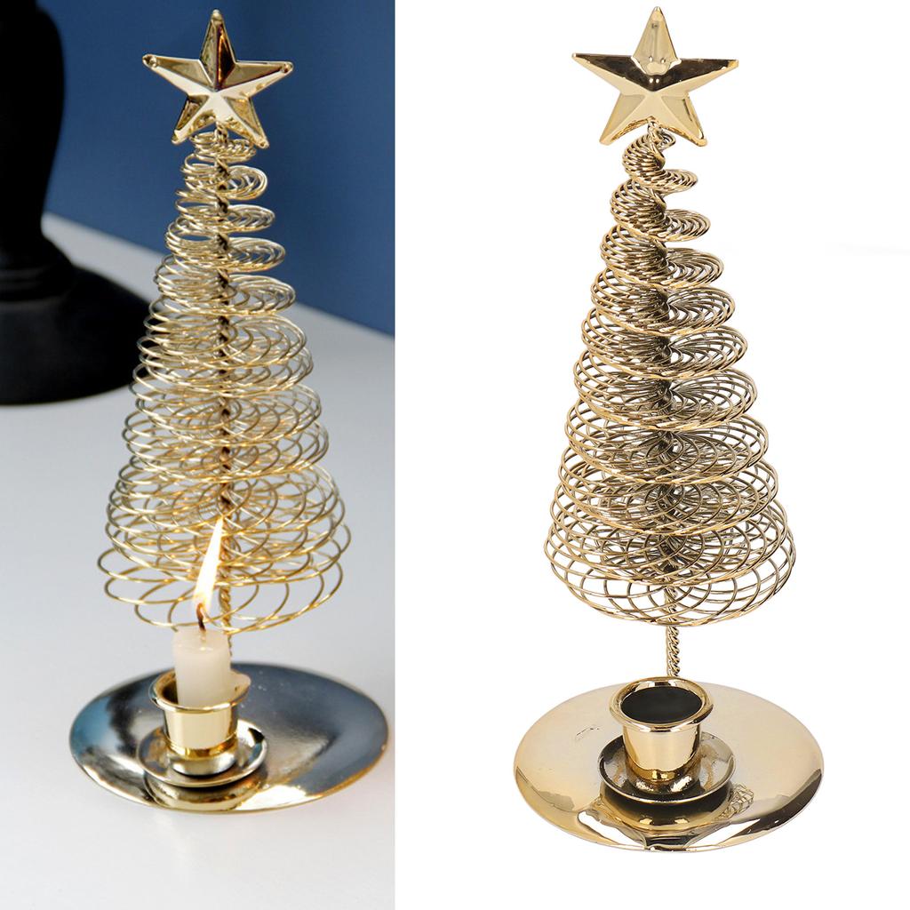 DIY Metal Pine Tree Candle Holder Decor Christmas Tree Tealight Candlestick Ornaments Home Restaurant Bar Tabletop Decoration