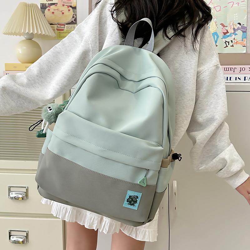 Student Schoolbag Female Large Capacity Backpack Color Block Girls Backpack