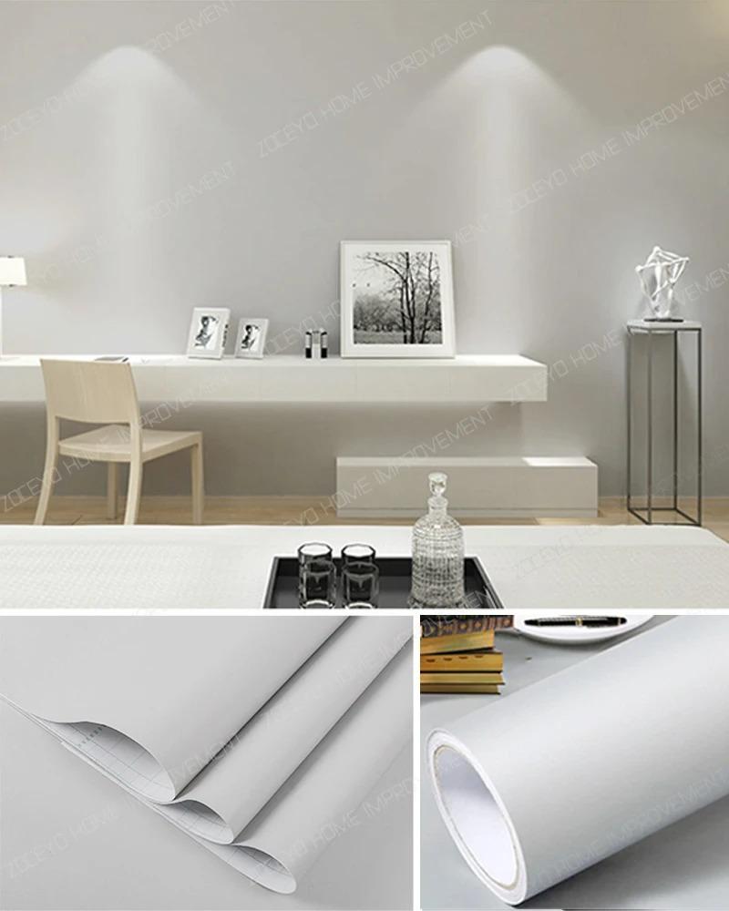 White Wood Grain Water-Repellent Wall Cover Self Adhesive Vinyl Contact Paper Thicken Textured For Cabinets Decor Countertops Sticker