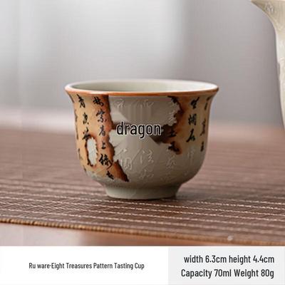 Shangqi Vintage Zen Blue & White Ru Kiln Ceramic Tea Cups