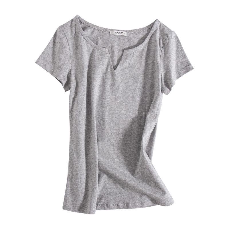 2023 Women's Korean Style Slim Fit Solid Color Short Sleeve T-shirt