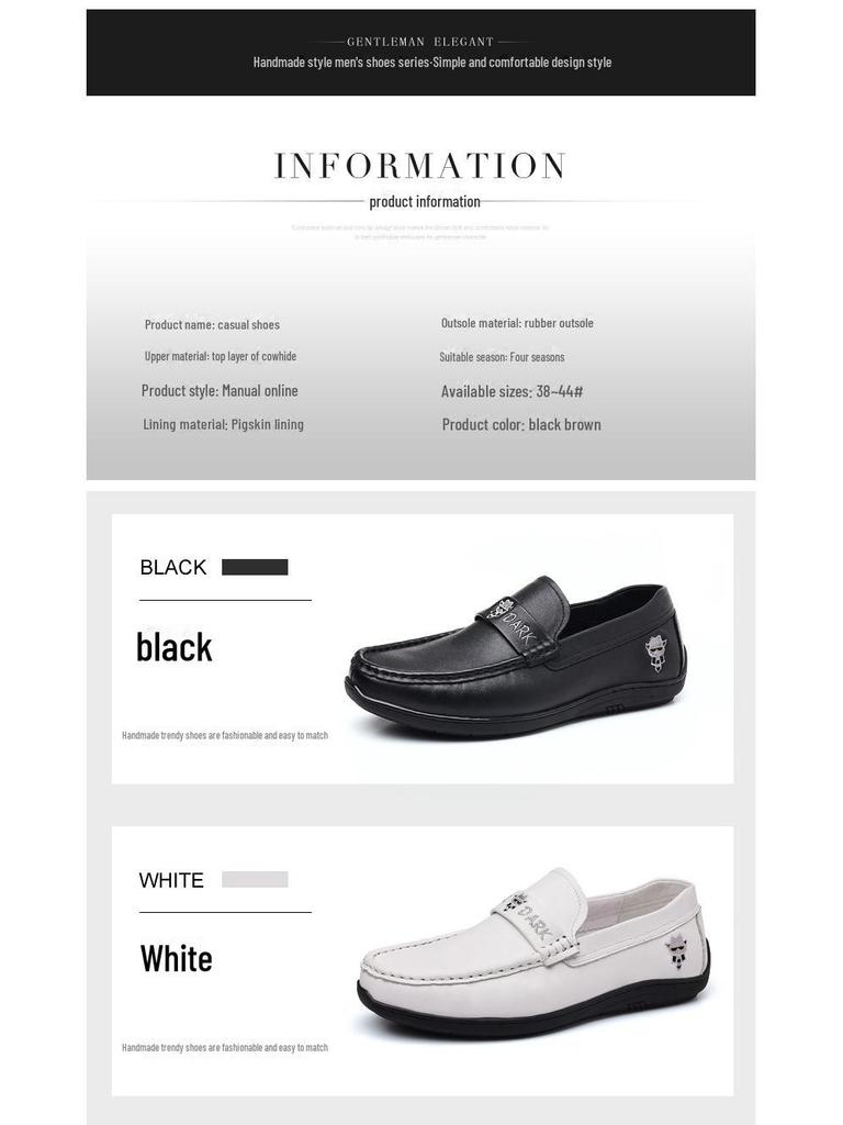 Men's Genuine Leather Cowhide Moccasins - Casual Fashion Loafers, European Style Slip-On Shoes