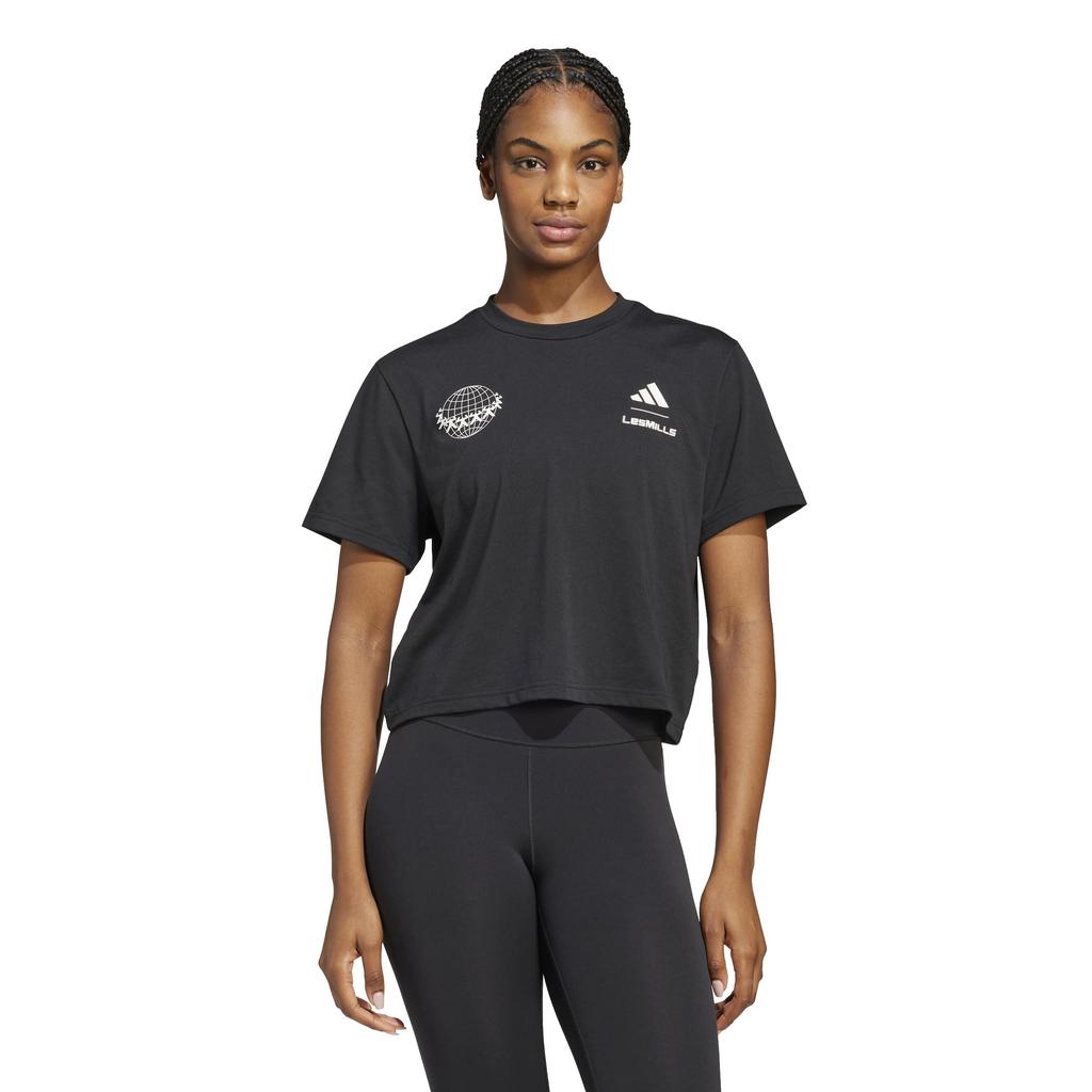Adidas Short Sleeve LESMILLS Graphic Black Women's T-Shirt, (CT366, JW3869)