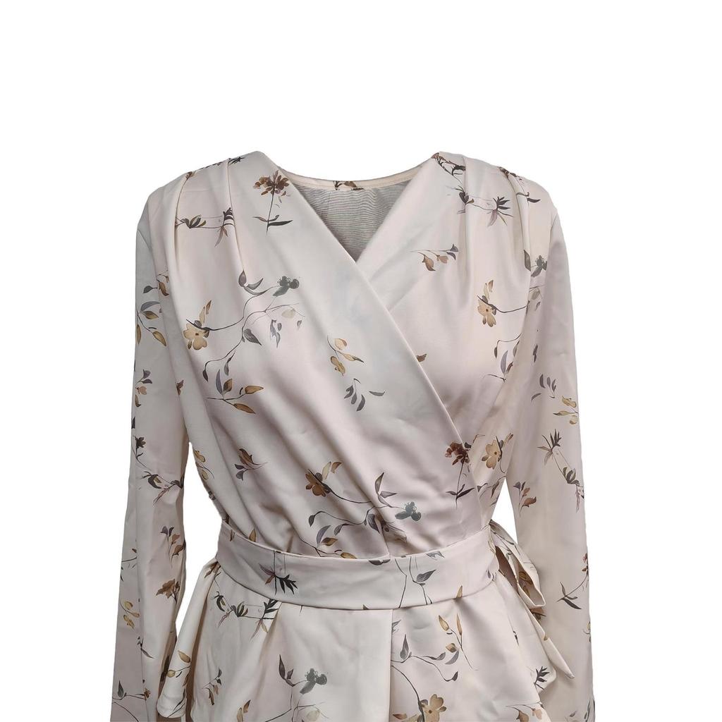 2025 Summer Elegant V-Neck Long Sleeve Dress