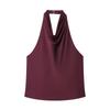 Style Européen et Américain Nouveaux Vêtements pour Femmes Sans Manches Tendance Satin Texturé Col Halter Top 2231399