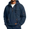 Sudadera con capucha y cremallera de manga larga informal para hombre con múltiples bolsillos