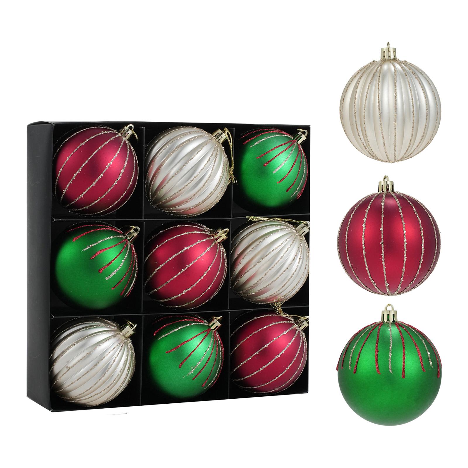 

Christmas Ball Decoration Set Glitter Shatterproof Hanging Ornaments for Garden Lawn Home Holiday Party Tree