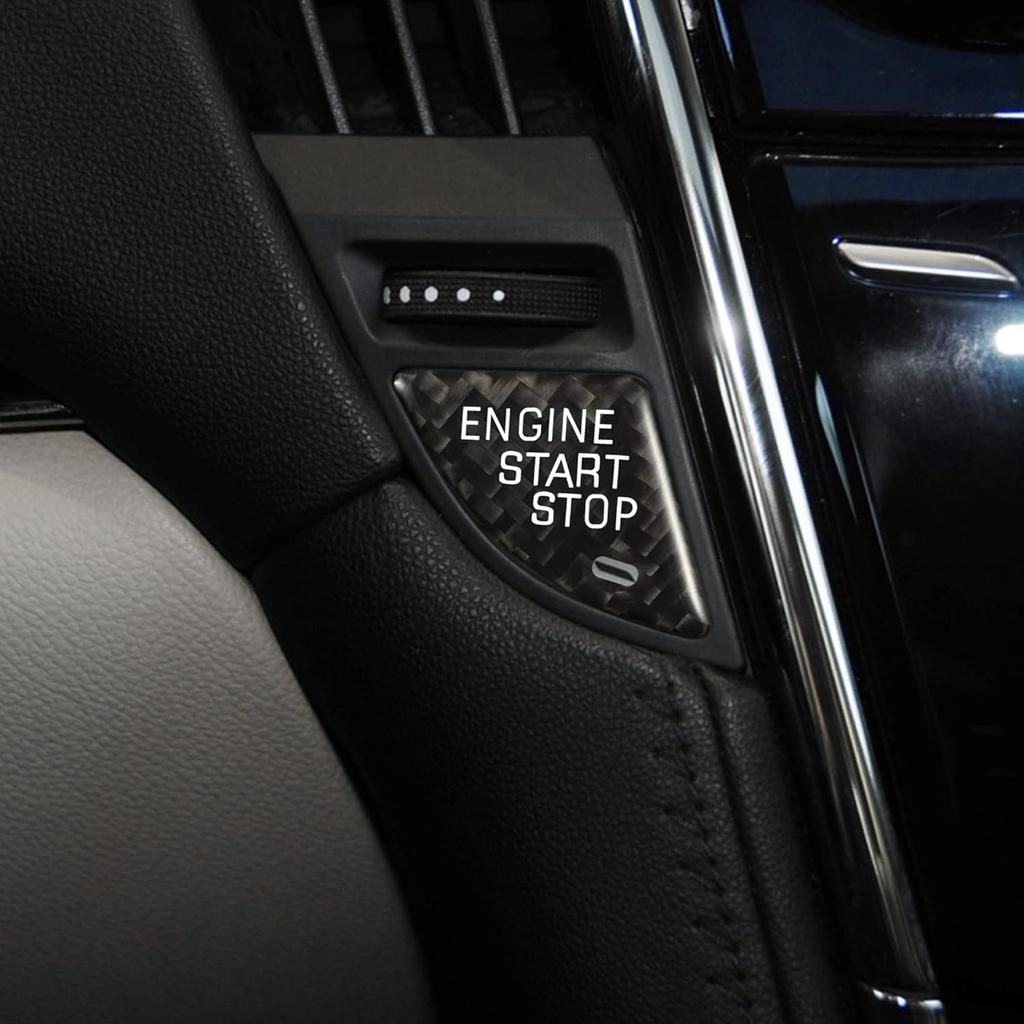 TOMALL Carbon Fiber Car Engine Start Stop Cover Sticker Compatible with Cadillac ATS ATS-L Engine Switch Power Ignition Cover Trim for Car Push Start