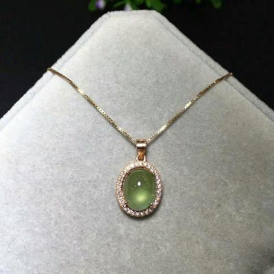Collana Ciondolo Prehnite Naturale Intarsiata Originale Nuova di Designer Moda Pregiata Elegante Fascino Gioielli da Donna