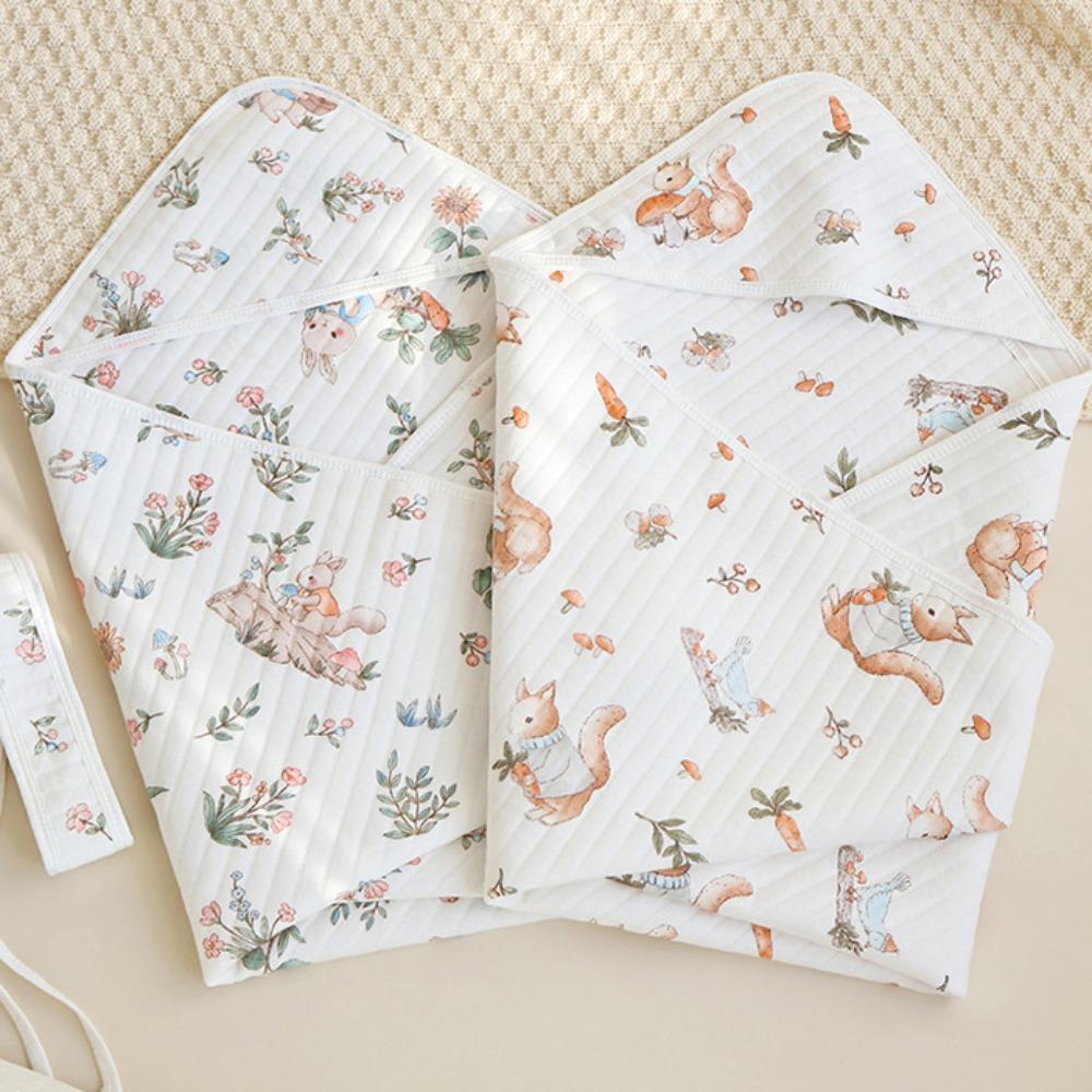 Cartoon Infant Strappy Blanket Air Filter Cotton Newborn Blanket Wraps  Outdoor