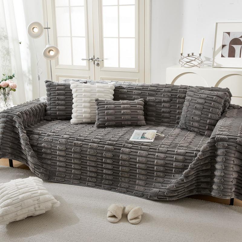 

Кролик плюшевый кремовый диванный чехол полотенце полное покрытие зимний утолщенный диван подушка чехол нескользящий кожаный чехол одеяло 180*130cm