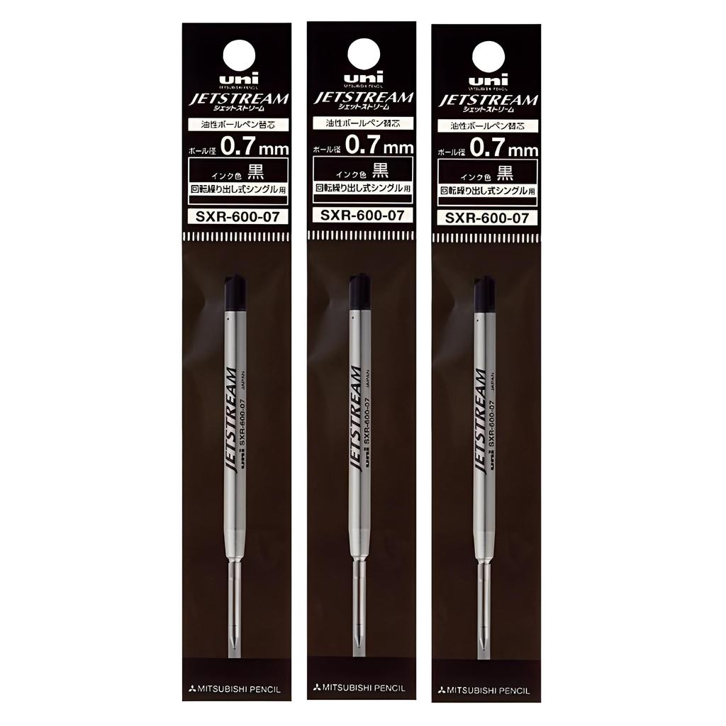 Mitsubishi Pencil Wkład do długopisu Jetstream Czarny 1 wkład x 3 opakowania tusz Jetstream odporny na tarcie MITSUBISHI PENCIL SXR-600-07-24 0.7mm Ultra-niski