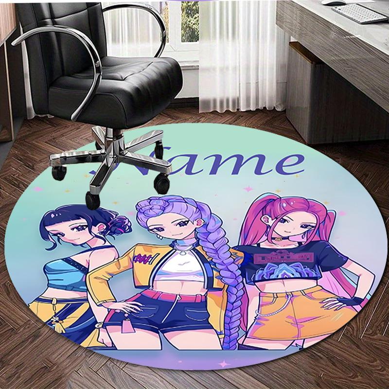 Personalized K-KPop Demon Hunters Round Chair Office Rug - Perfect for Mat, Office Chair & More - Ideal Gift for Birthdays and Holidays