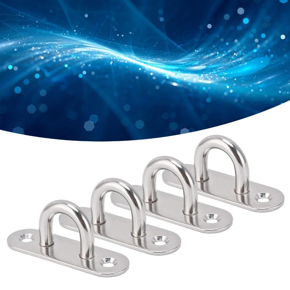 4pcs Durable Ceiling Mount Eye Plate Enclosed Hook Hardware Staple Loops For Marine Deck