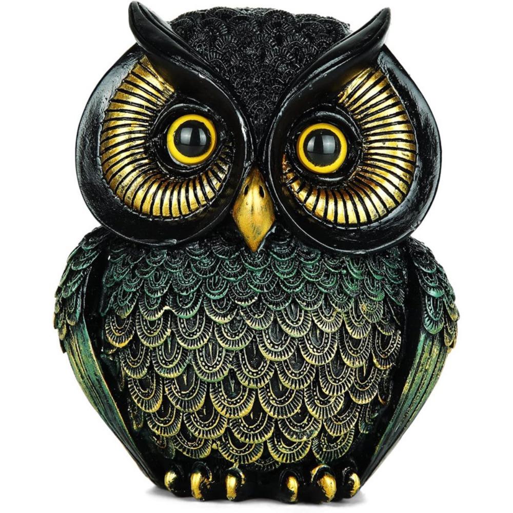 

Vintage Owl Statue Resin Animal Figurine Decorative Owl Sculpture Desktop зелёный