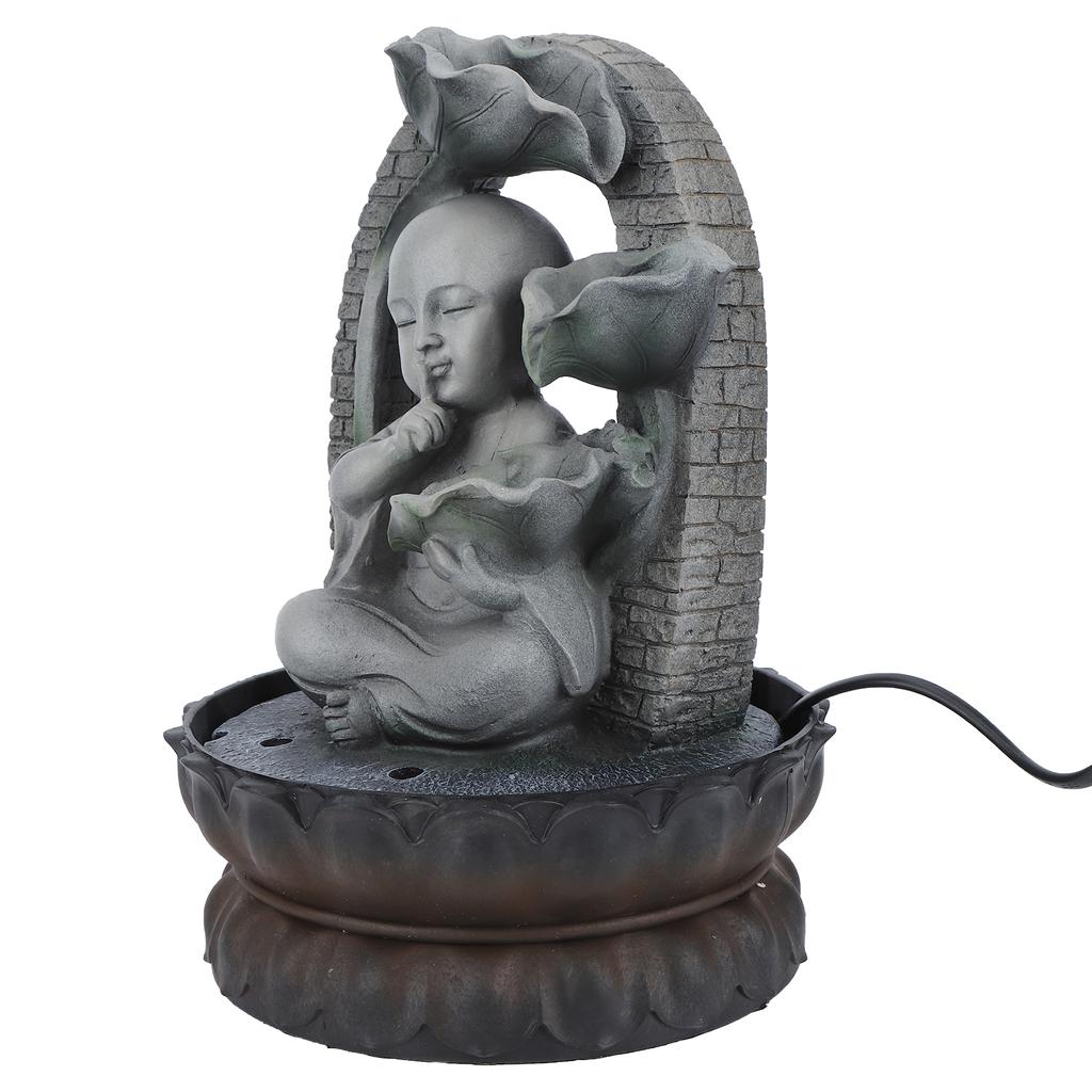 LED Resin Buddha Tabletop Waterfall Fountain Relaxing Indoor Decoration for Home OfficeUS Plug 110V