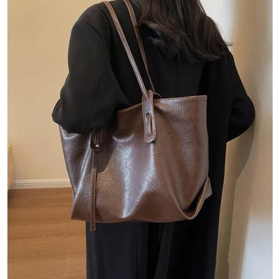 High-capacity PU Shoulder Bag for Women Bag with Solid Zipper Casual Fashion