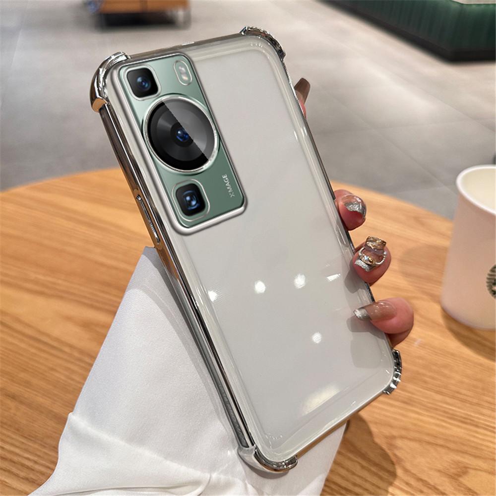 

Plating Magnetic Bracket Transparent Case For Huawei P30 P40 P50 P60 Puar 70 Pro Mate 30 40 50 60 Stand Holder Shockproof Cover Huawei P60 Pro