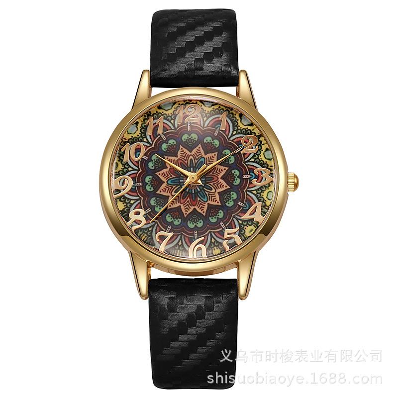 

Ladies Fashion Styles Watches Top Design Women s Quartz Wristwatches Original Flowers Female Gifts Clock чорний