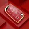 Gold Edge Car Key Case Full Cover Fob pro VW Volkswagen Golf 7 MK7 Tiguan MK2 pro SEAT Ateca Leon FR 2 Ibiza pro Škoda Octavia