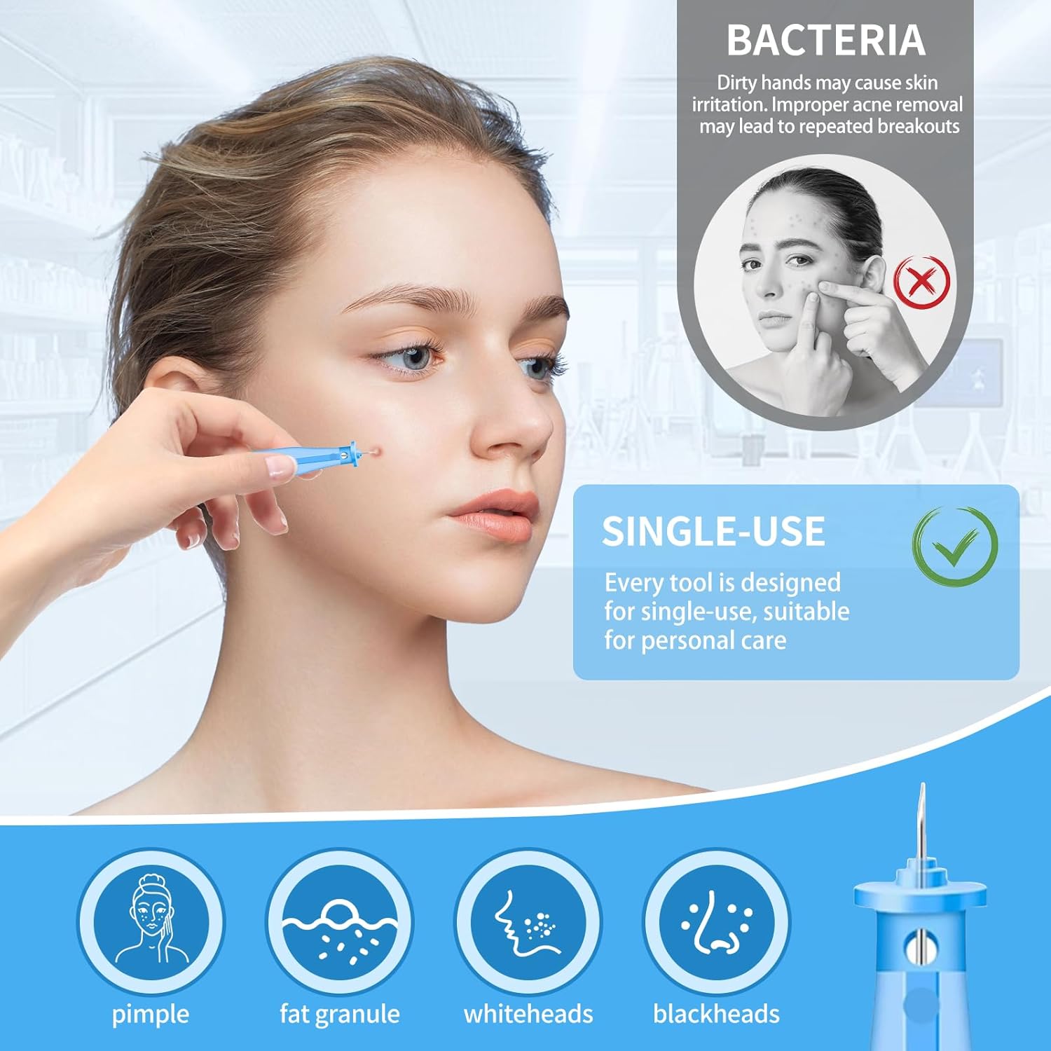 110PCS Pimple Needle, Pimple Popper Tool Kit for Cosmetic Use,Skin Blemish Removal Tool,Convenient for Skincare use at Home and During Travel
