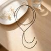 Vintage Black Rope Bow Tie Pendant Necklace For Women Elegant Metal Beaded Long Adjustable Necklace Jewelry Accessories