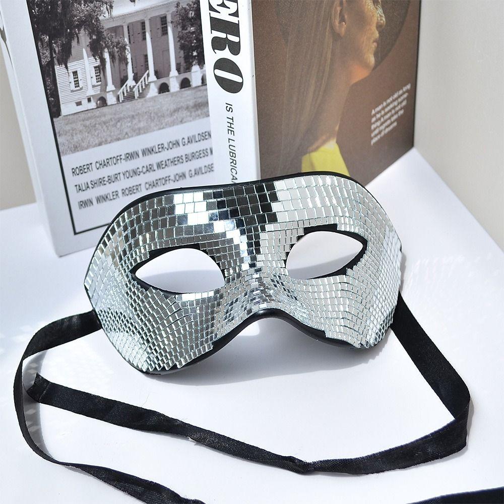 Maschera di Carnevale Luminosa Maschera Argentata per Occhi Moda Ballo Maschera Viso Glitterata per Donne Uomini Festa Ballo di Fine Anno
