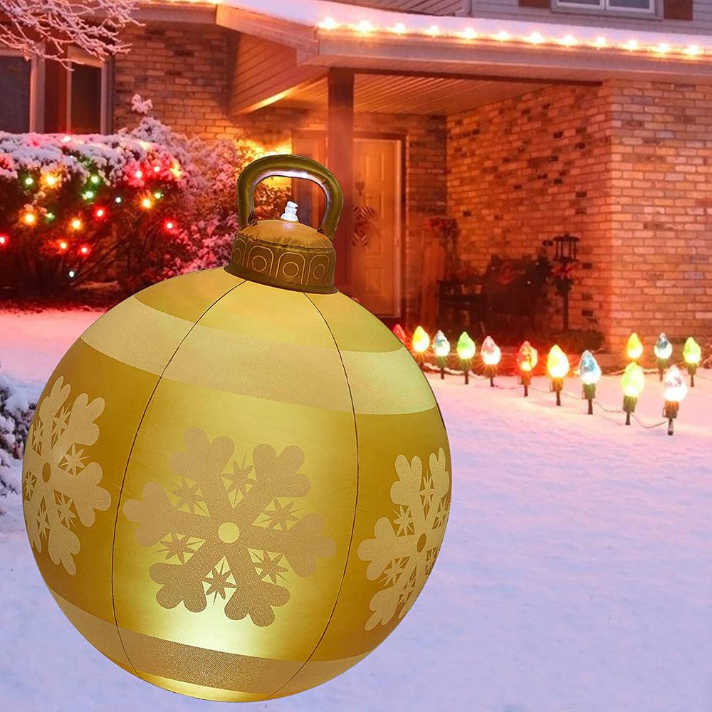 60CM Weihnachten Aufblasbare Dekorierte Kugeln Weihnachten Außen Weihnachtsbaum Dekorationen Aufblasbare Christbaumkugeln Spielzeug mit Licht