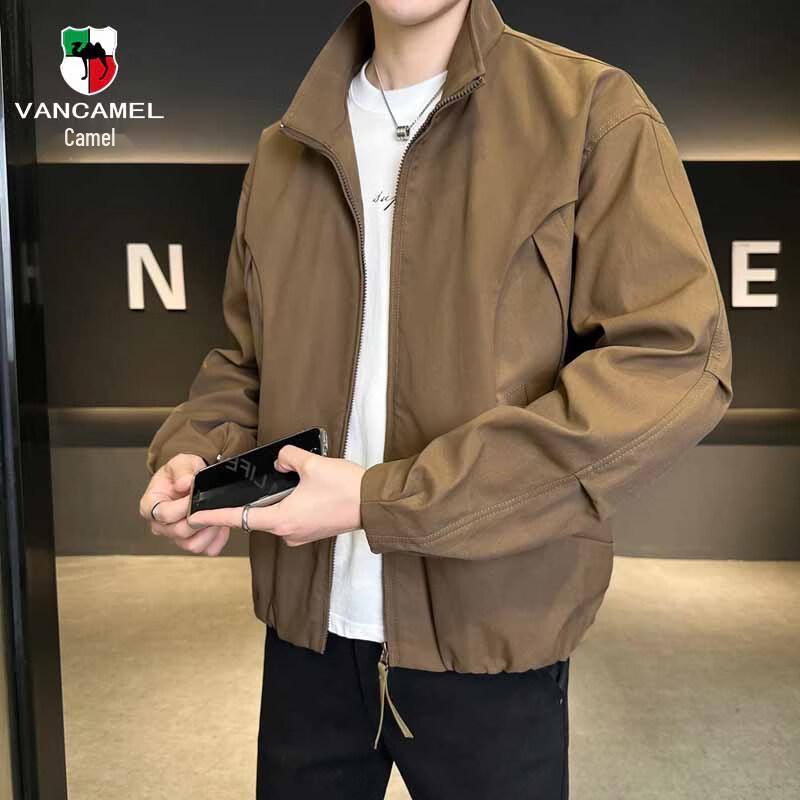 VANCAMEL Men s Spring/Autumn Trendy Stand-Collar Workwear Jacket M